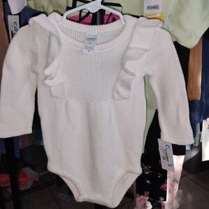 Carter's Cream Knit Ruffle Bodysuit